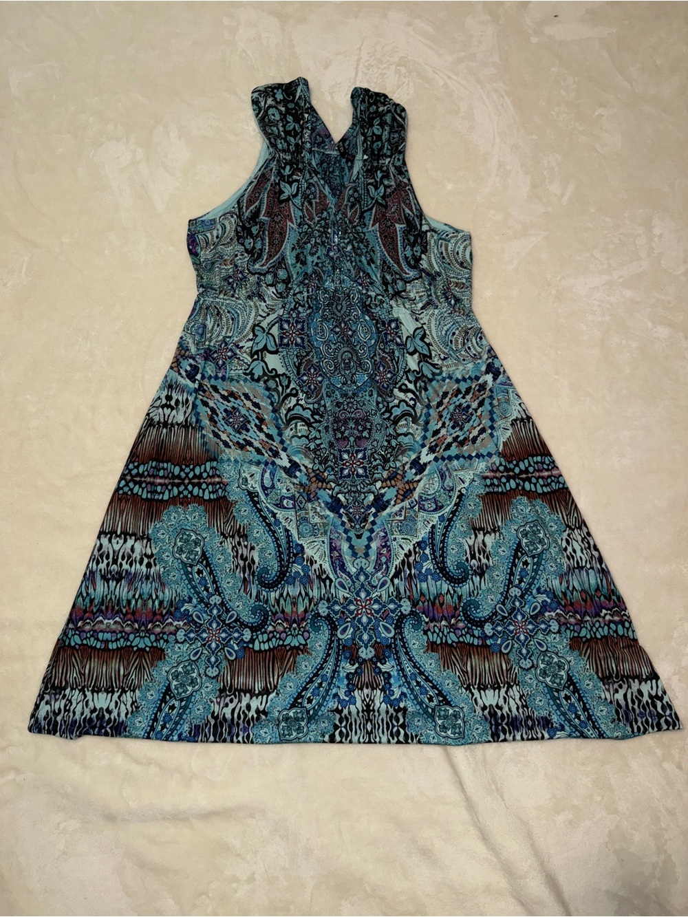 Apt. 9 Turquoise and Teal Paisley A-Line Dress